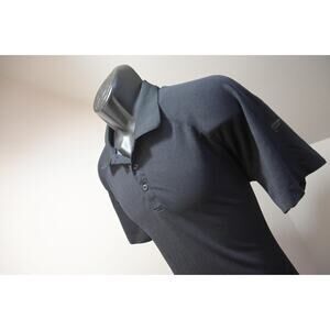 Fabletics Golf Polo Shirt Black Nylon Poly Blend Short Sleeve Mens Size Large